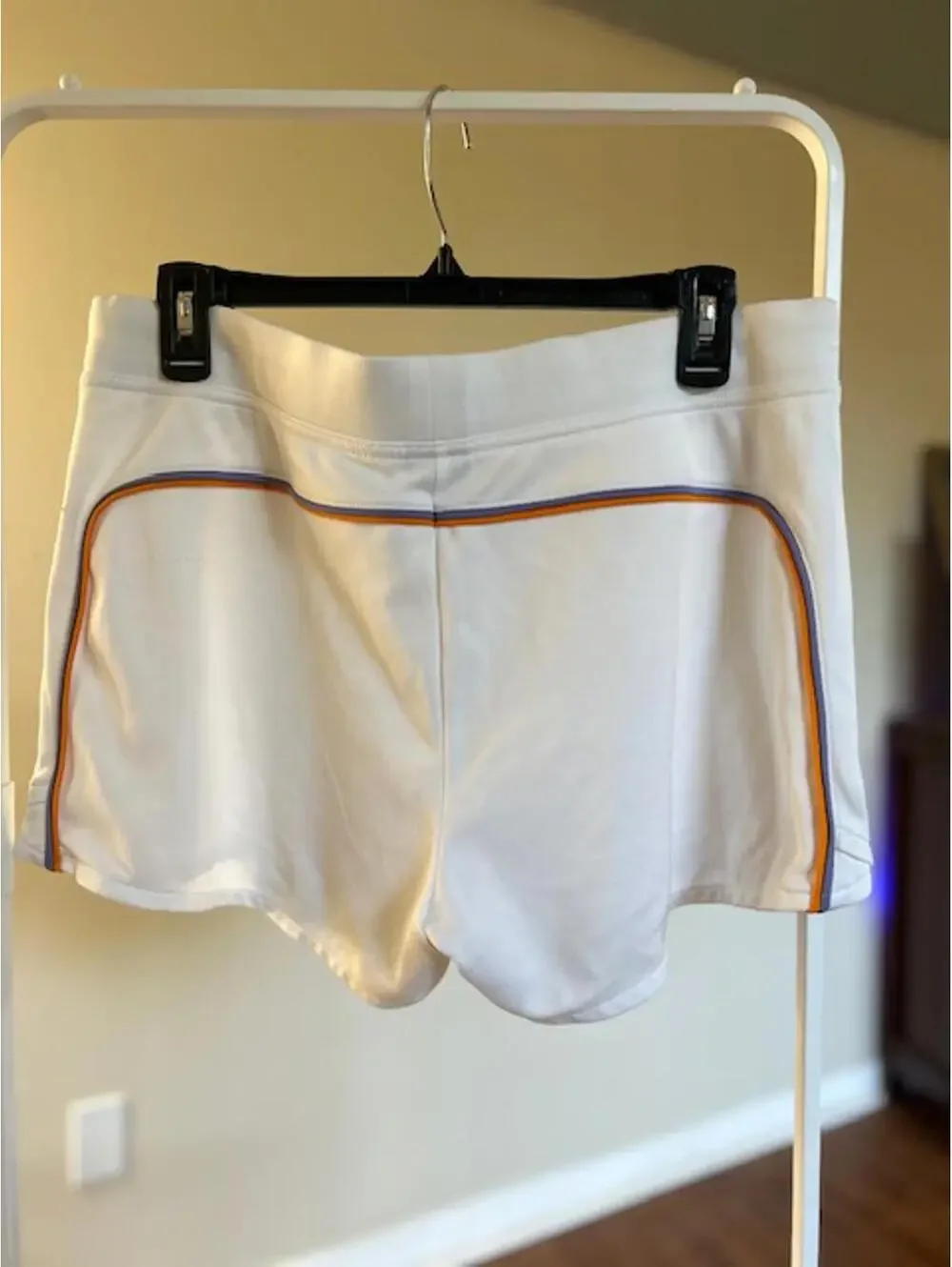 Nike White Athletic Skort with Orange and Blue Piping, Size L (12-14)